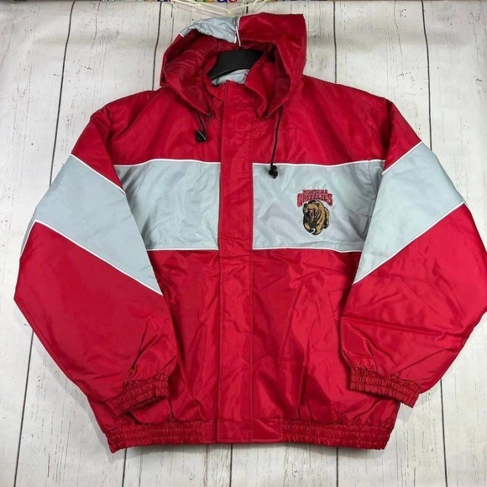 Vintage Montana Grizzlies‎ Medium Jeff Hamilton Puffer Jacket Removable Hoodie M